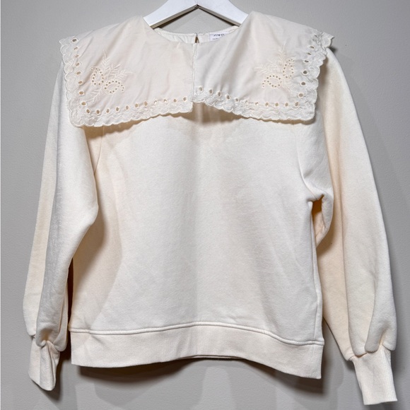 Other - • Zara Kids Ivory Lace Bib Sweatshirt | Size 13-14 | New With Tags